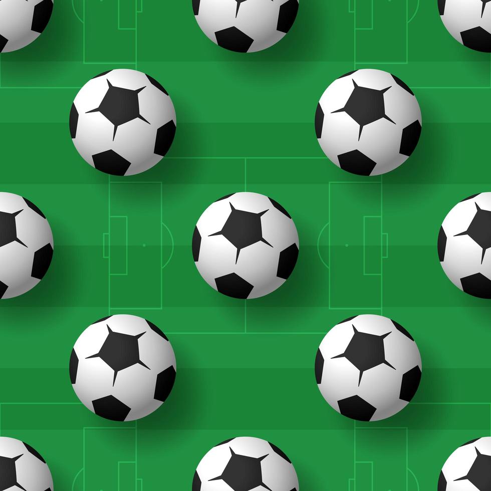 Football balls seamless patternbackground. Heap of classic black and white soccer balls. Realistic vector background