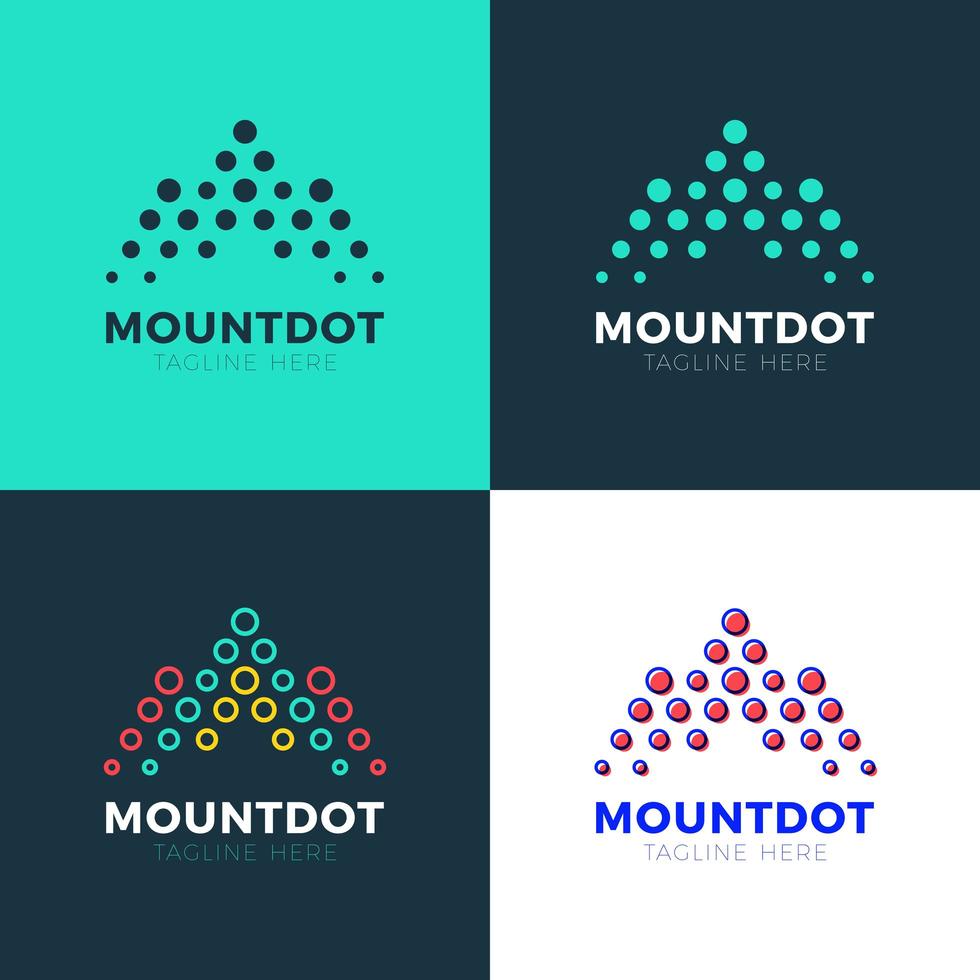 vector logo letter m mountain investment landscape concept dots halftone shape