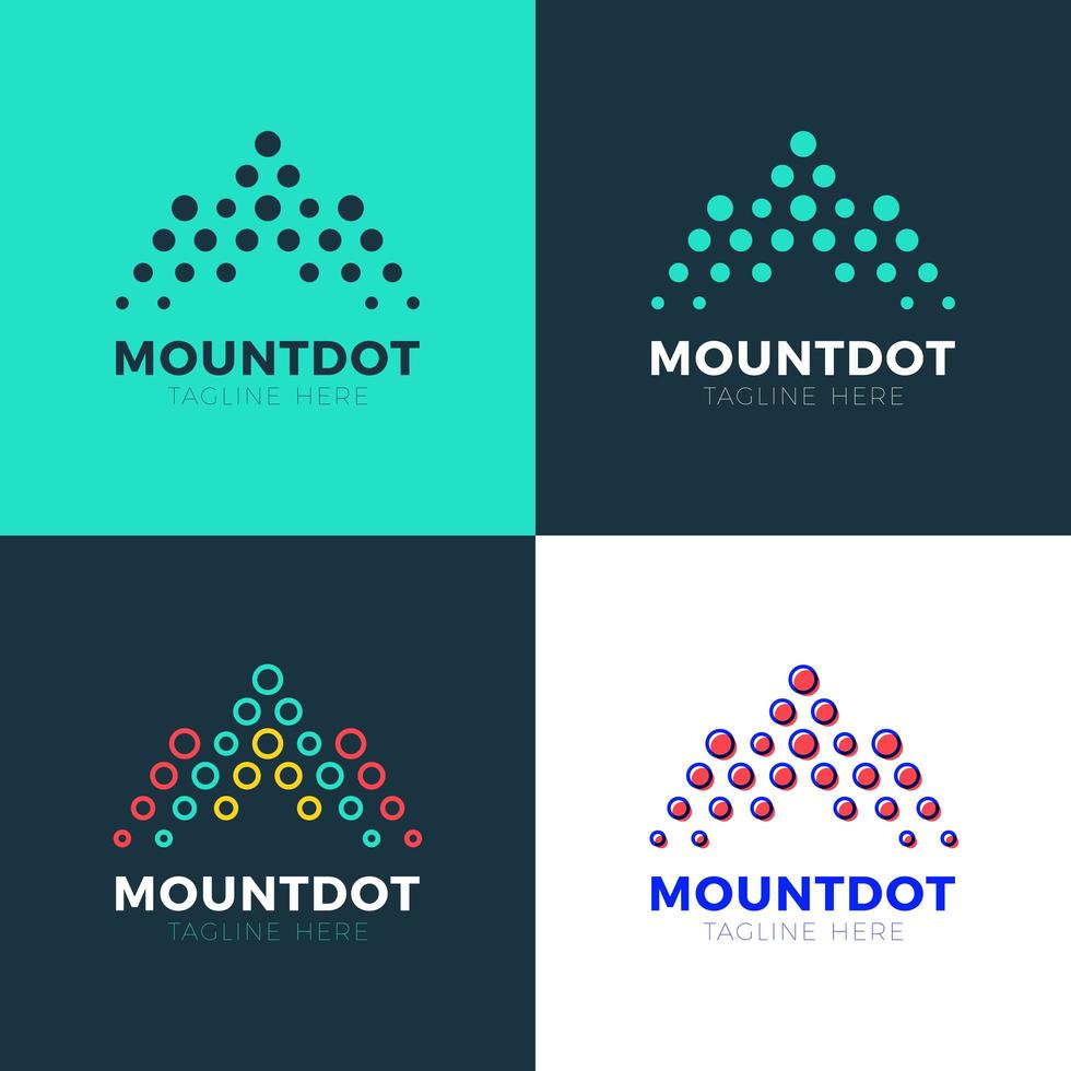 vector logo letter m mountain investment landscape concept dots halftone shape