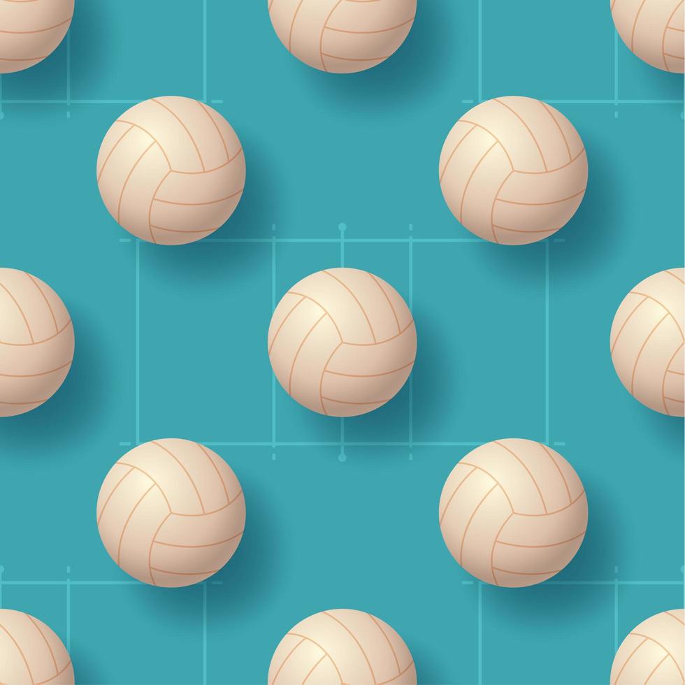 Ilustración de vector de pettern transparente de pelota de voleibol. diseño de patrones sin fisuras de pelota de voleibol realista