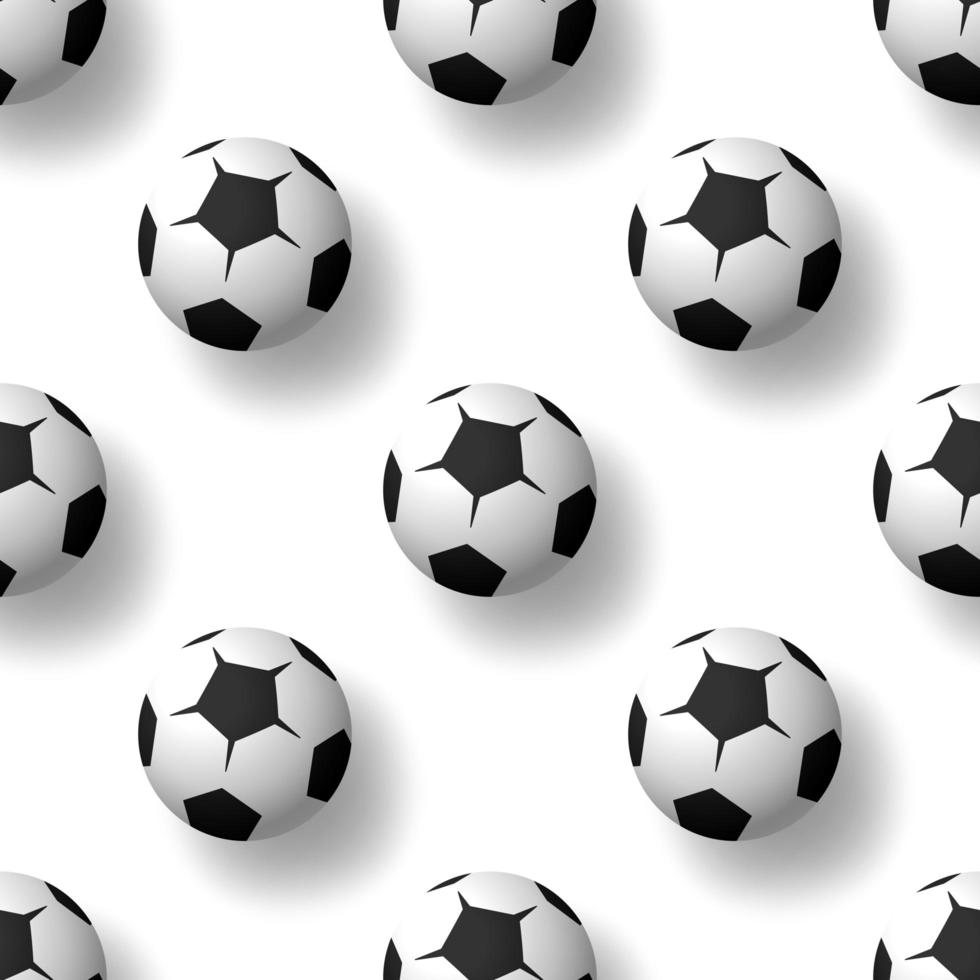 Football balls seamless patternbackground. Heap of classic black and white soccer balls. Realistic vector background