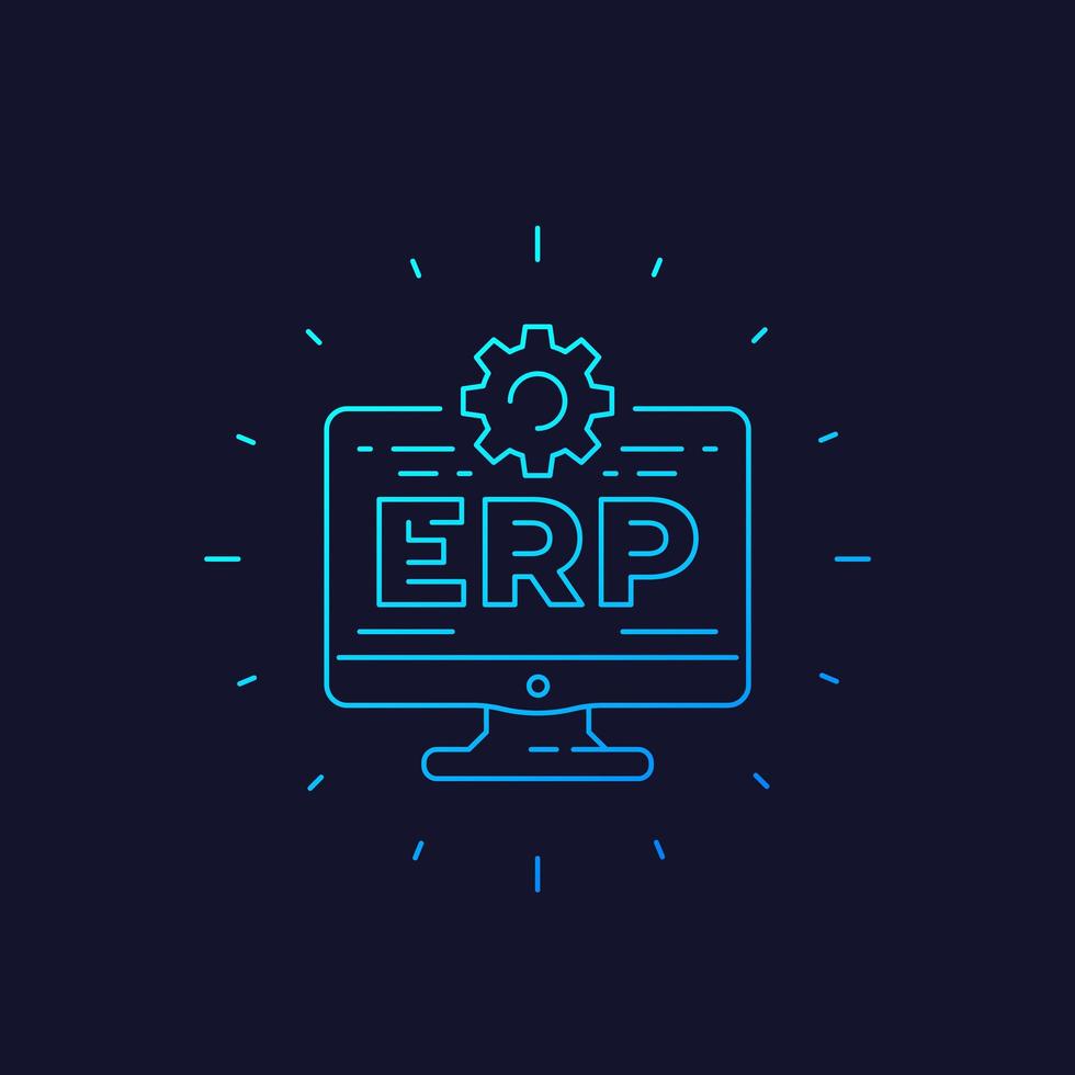 ERP software icon, linear style vector
