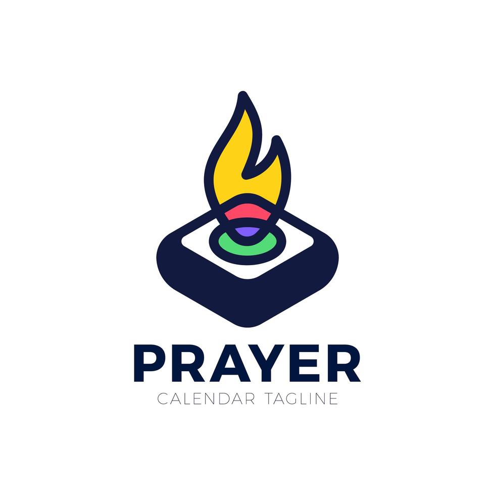 Pray Fire holy lamp logo concept, Logo church ligh simple, idea concept vector