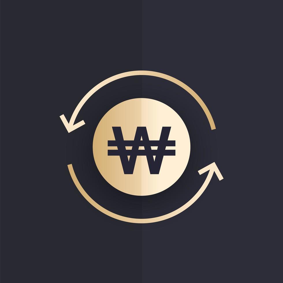 Won exchange vector icon, korean currency