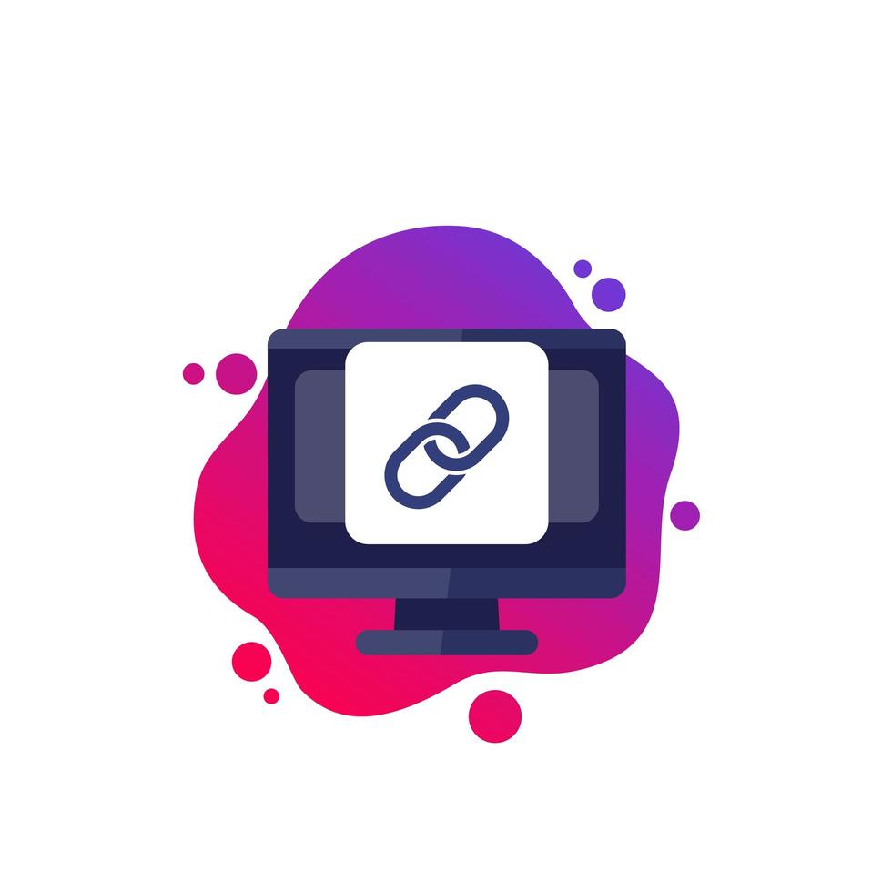 Link, chain icon on computer screen vector