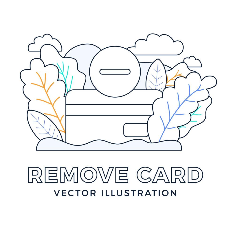 Remove Credit Card Vector stock illustration isolated on a white background. Bank account closing concept. Termination of the contract. Removing a bank credit card.