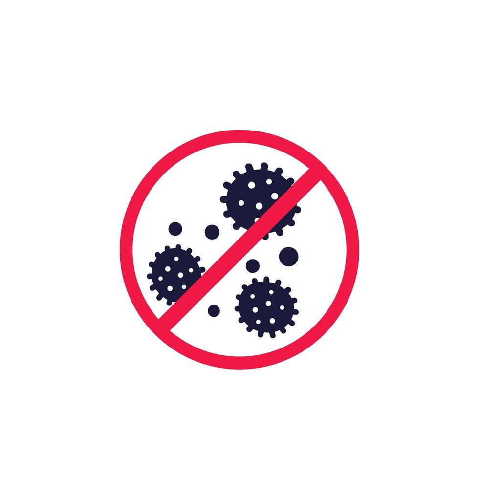 antibacterial, no bacteria vector icon on white