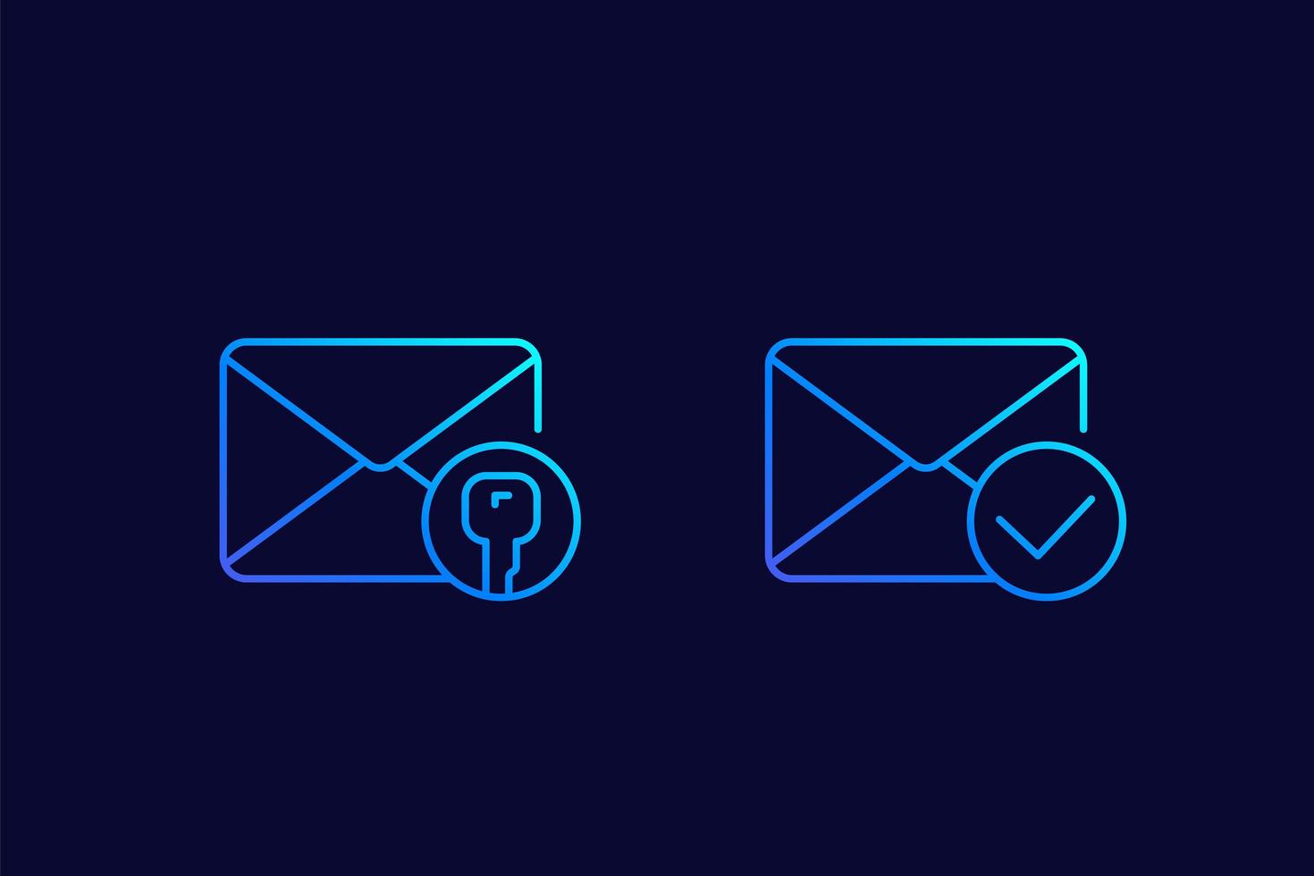 encrypted message or email, linear icons vector