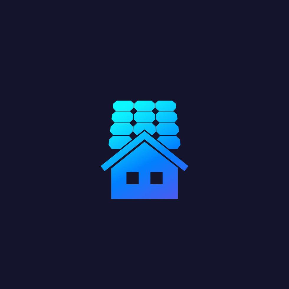 Solar panels for home icon, vector