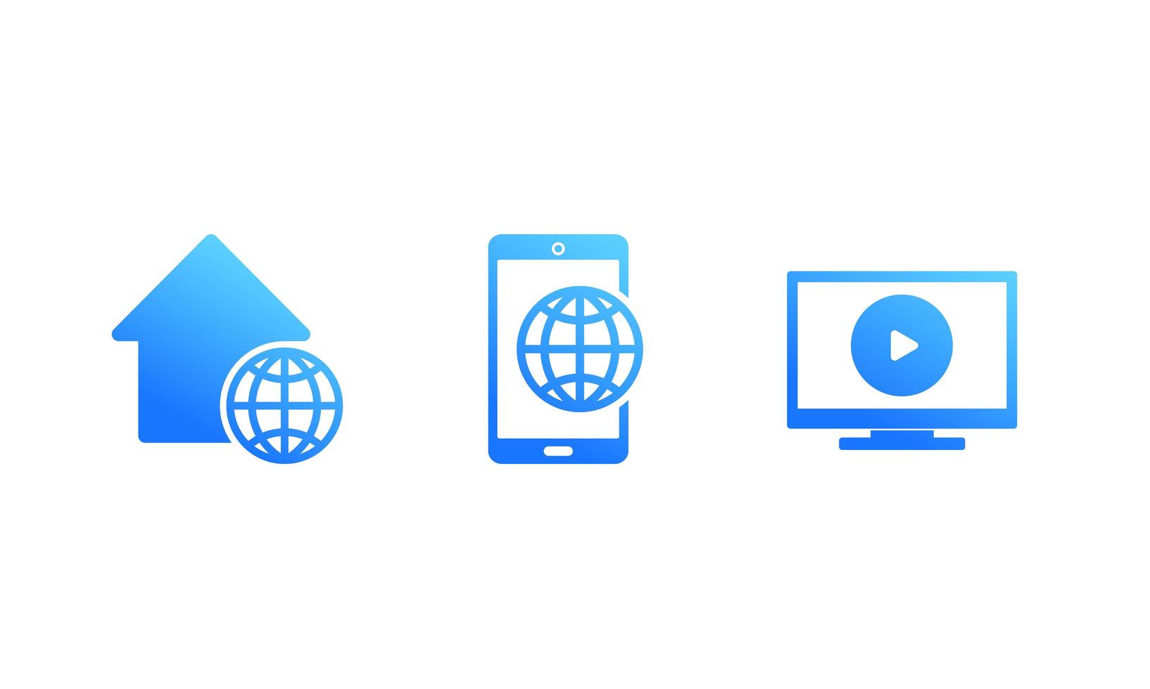 home internet, mobile traffic and smart tv provider icons vector