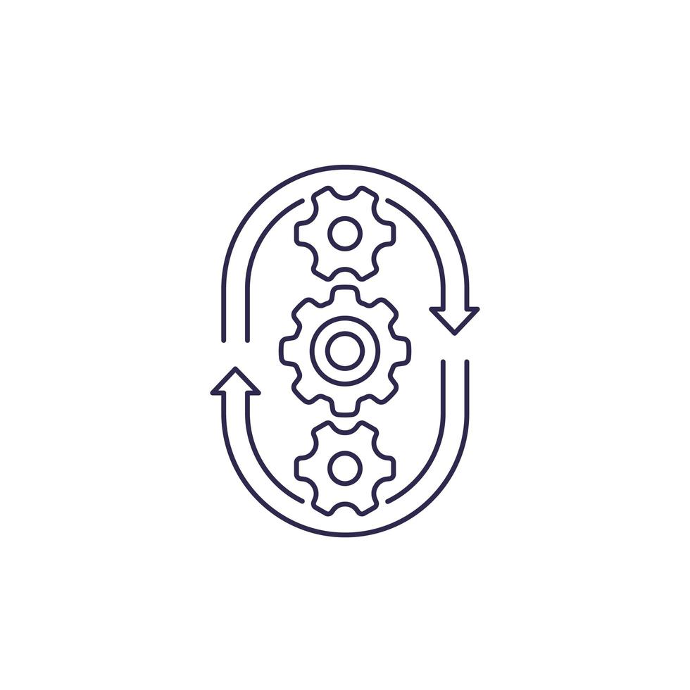 production cycle, process vector line icon