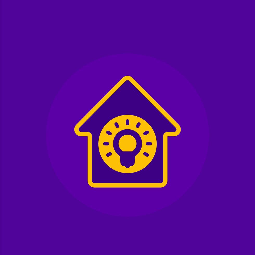 house and light bulb icon, vector flat design