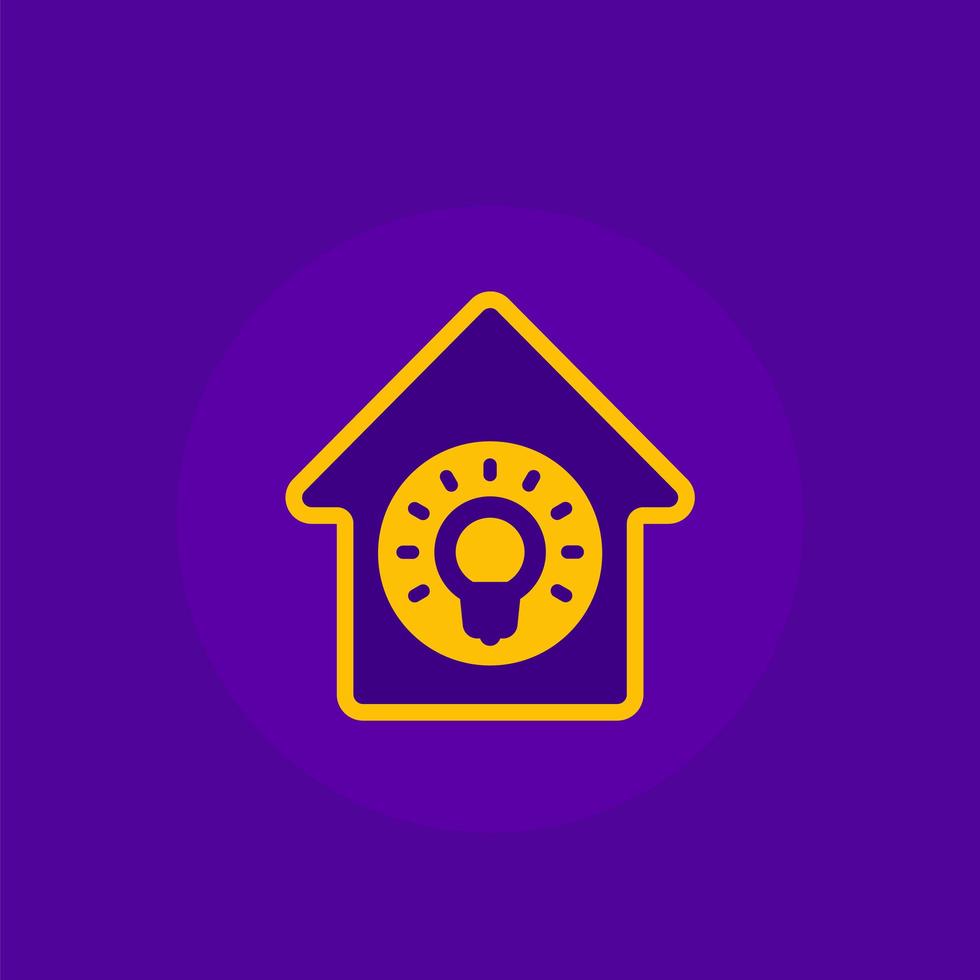 house and light bulb icon, vector flat design