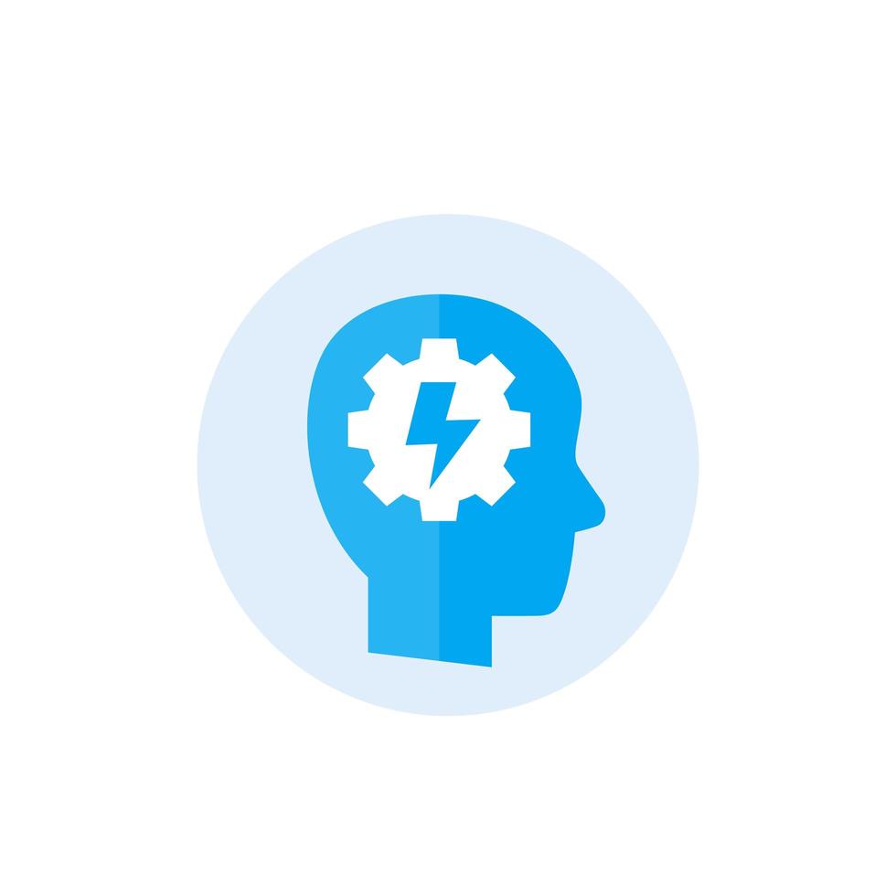 ability icon with human head and gear vector