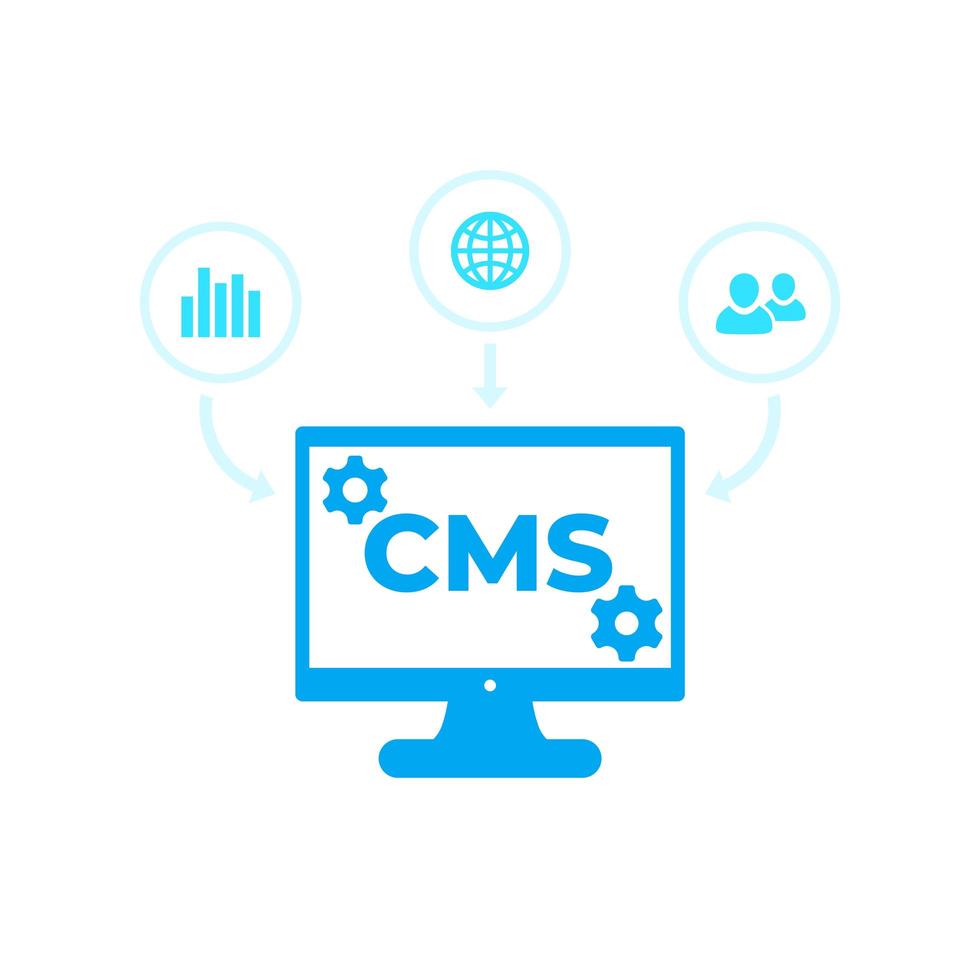 cms, iconos de vector de sistema de gestión de contenido