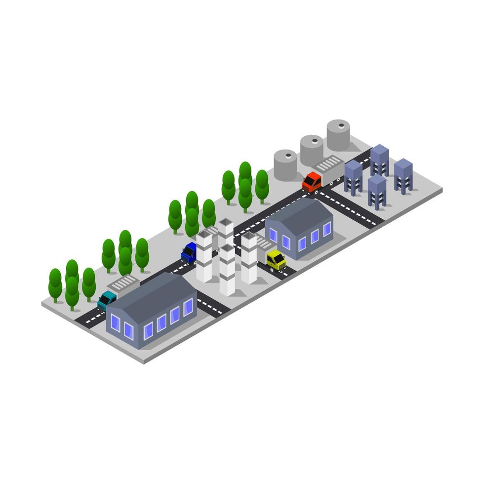 industria isométrica ilustrada sobre fondo blanco vector