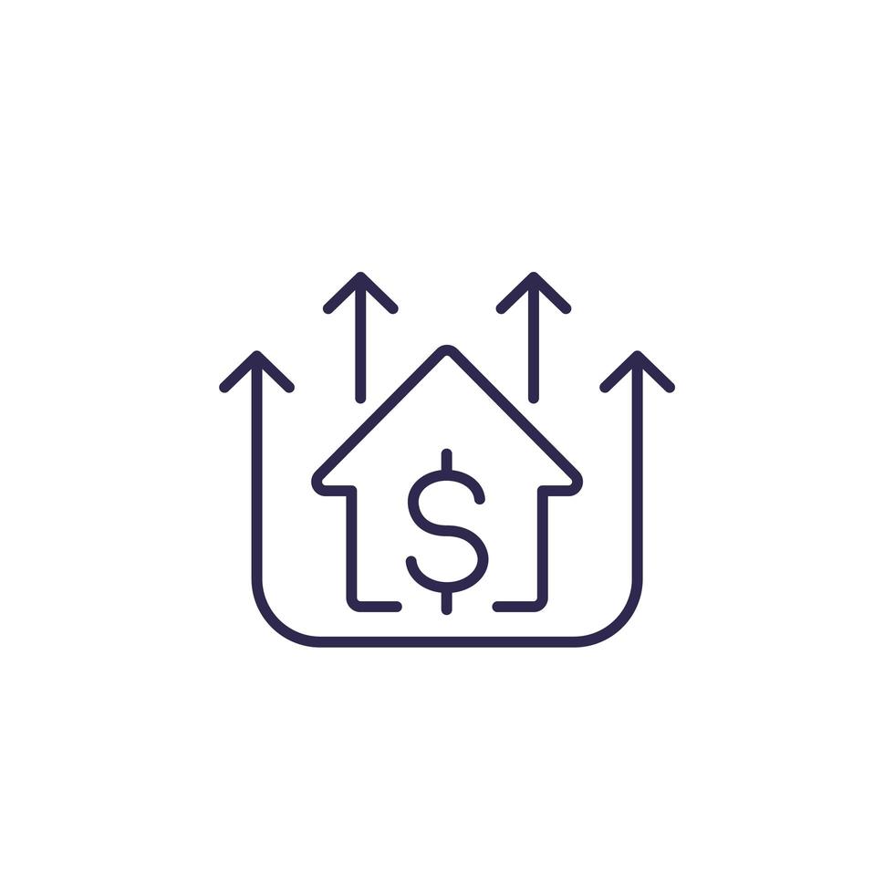house prices growing line icon vector