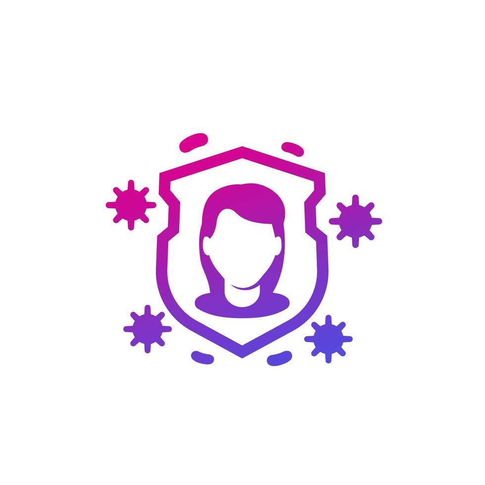immune system icon on white, vector