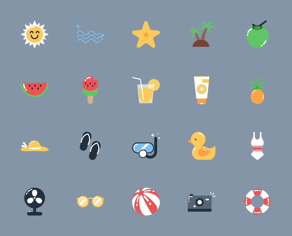 Summer icon set vector