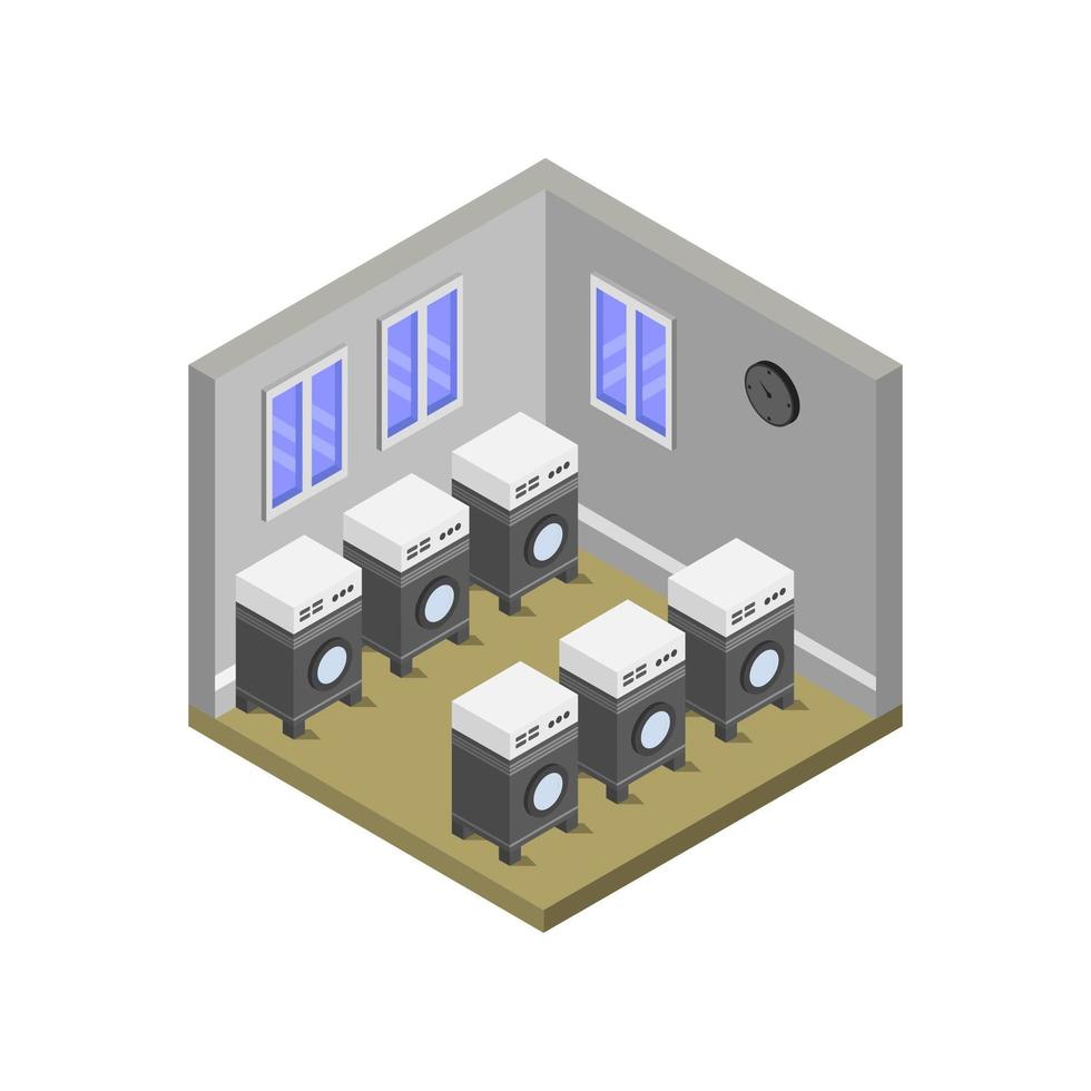 Isometric Laundry Shop or Laundry Room vector