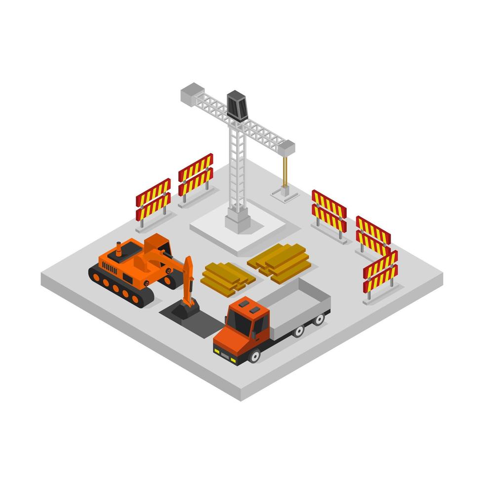 Isometric Construction Site vector