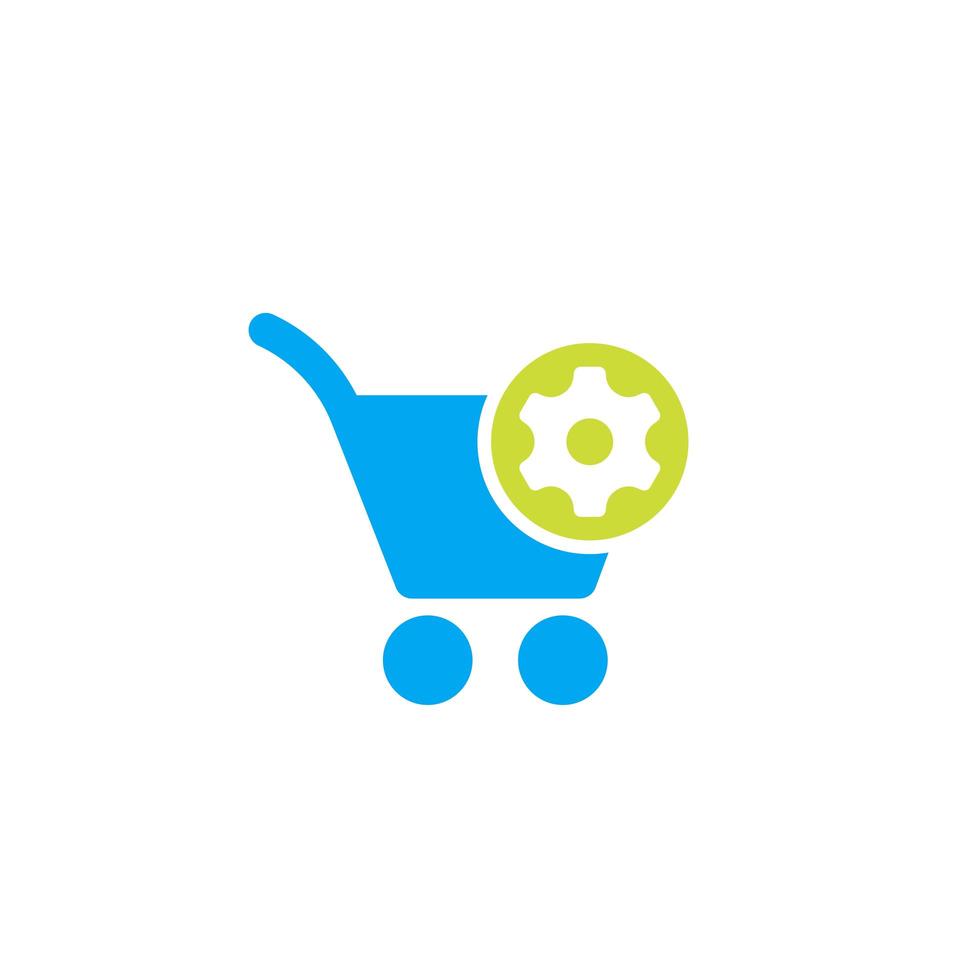 shopping cart and gear icon vector