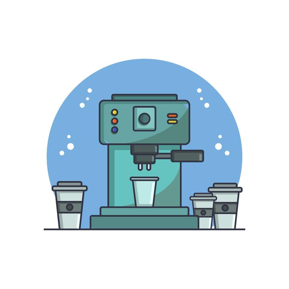 Coffee Machine Illustrated On White Background vector