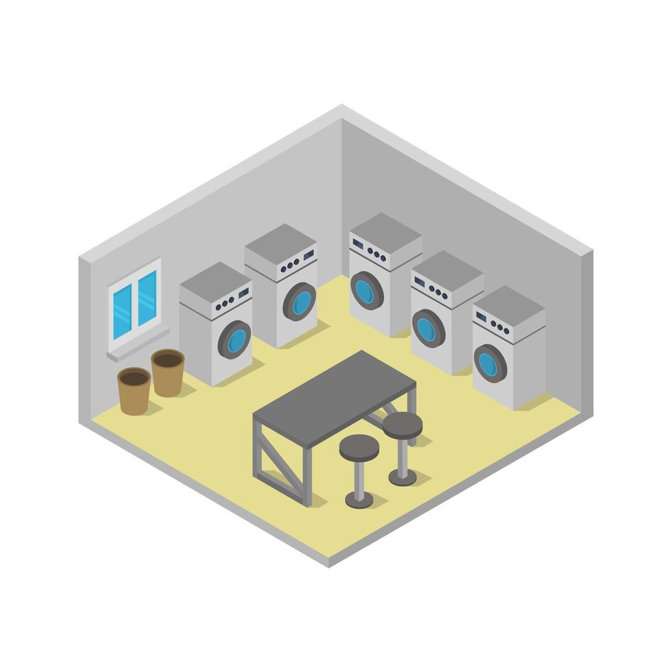 Isometric Laundry Shop or Laundry Room vector