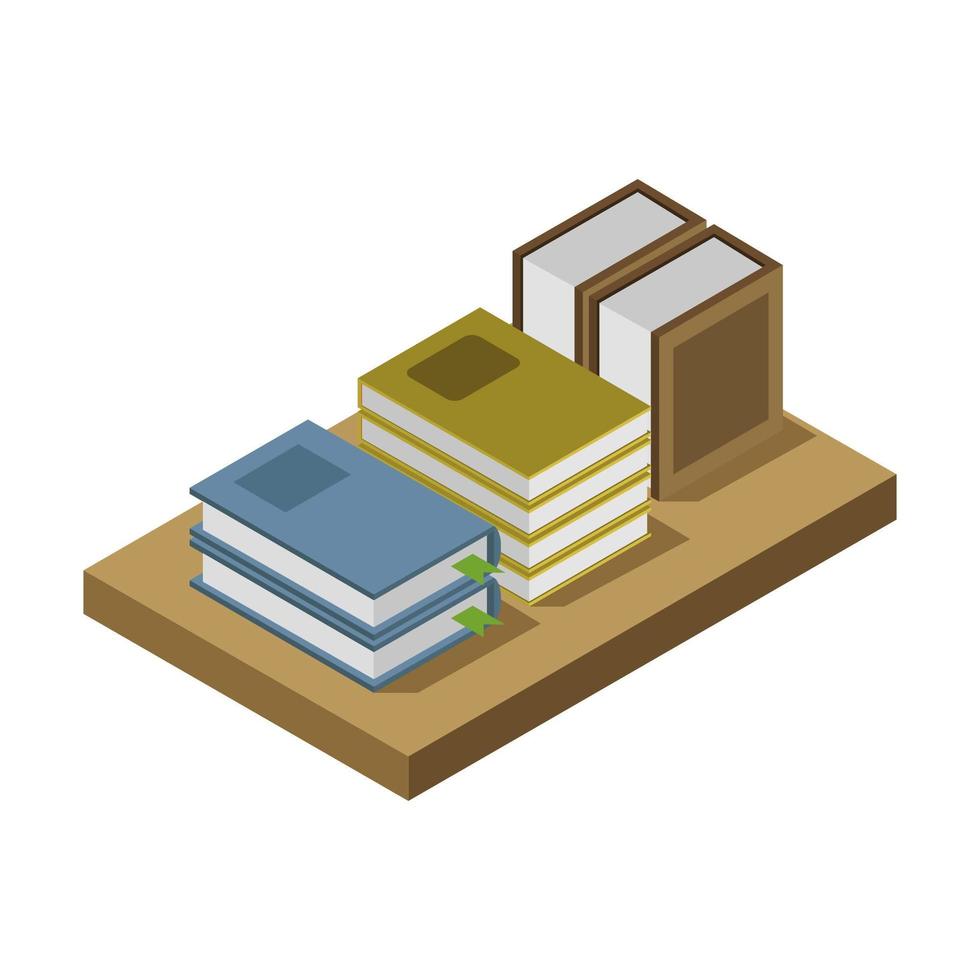 Isometric Bookshelf Illustrated On White Background vector