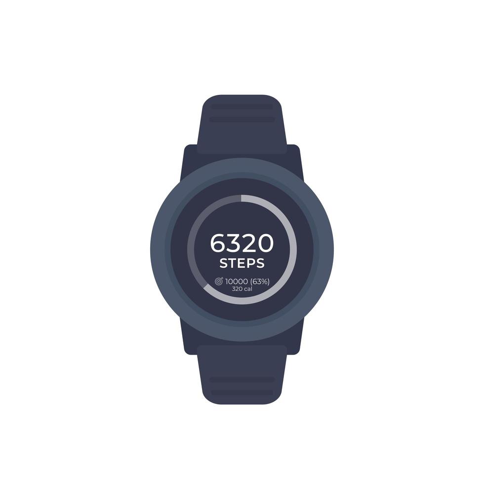 Smart watch with fitness app activity tracker pedometer step counter vector 1919064 Vector Art at Vecteezy