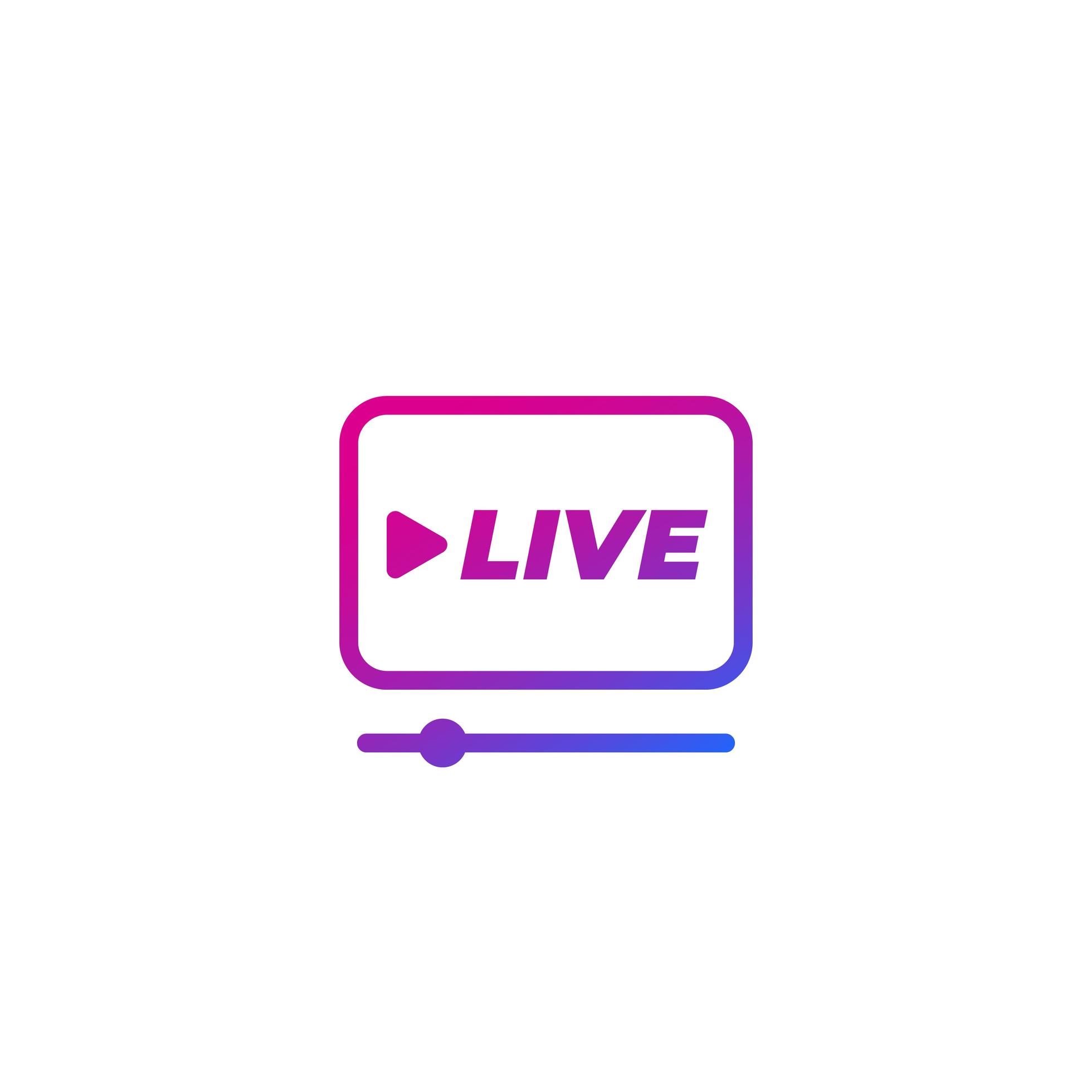 Live stream player icon on white 1919075 Vector Art at Vecteezy