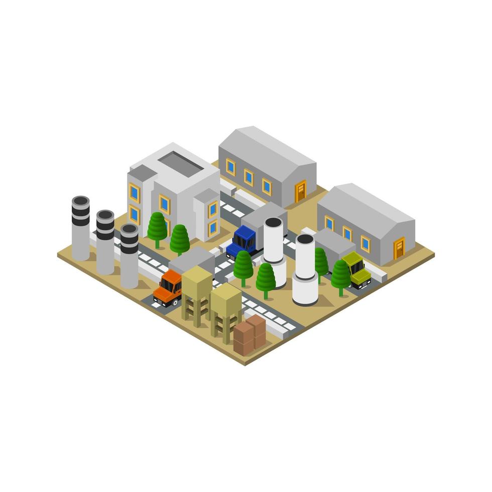 Isometric Industry Illustrated On White Background vector