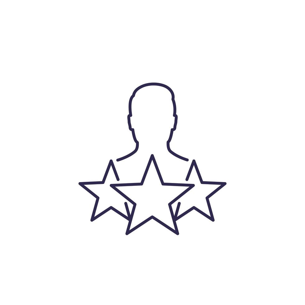 employee, personnel review icon on white, line vector