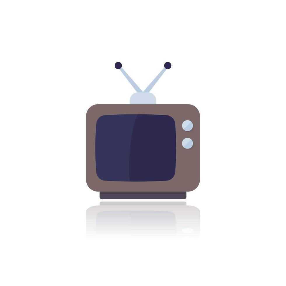 TV con antena, televisión vieja, icono plano vectorial en blanco vector