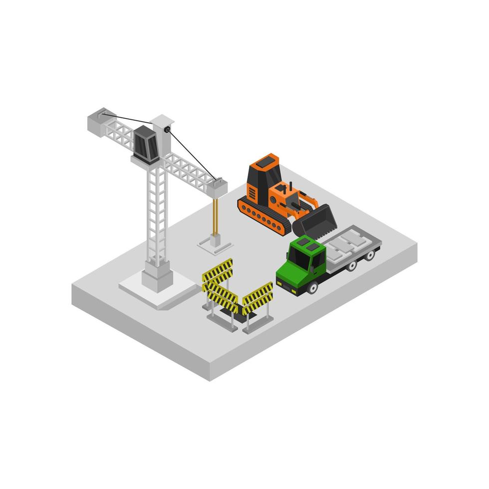 sitio de construcción isométrica vector