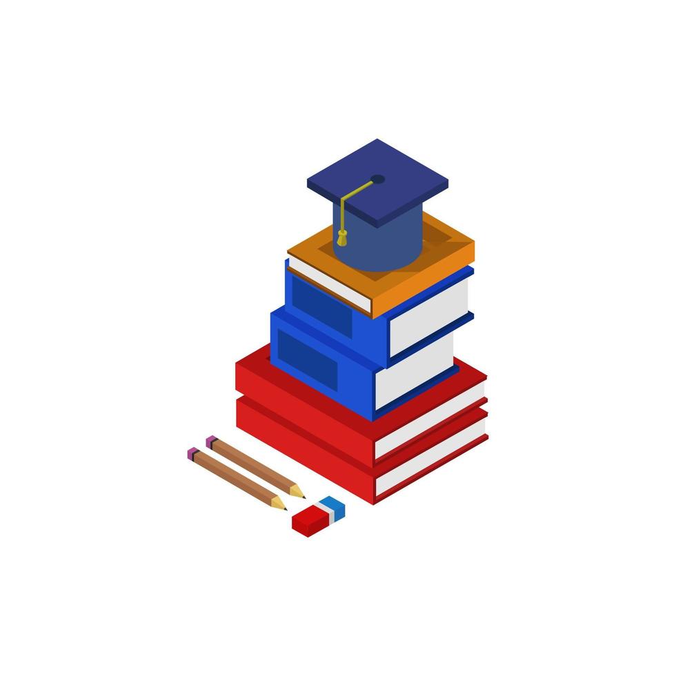 Isometric Education Elements and Books vector