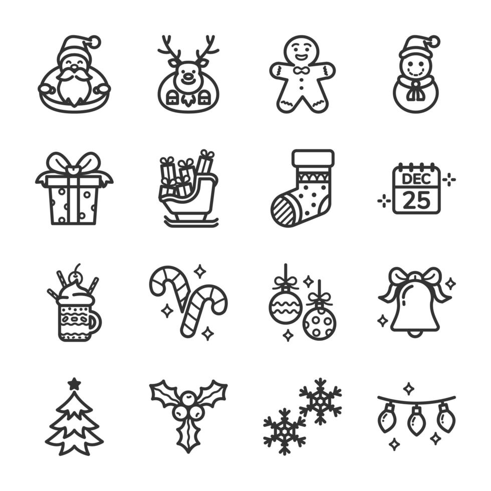 conjunto de iconos del día de navidad vector