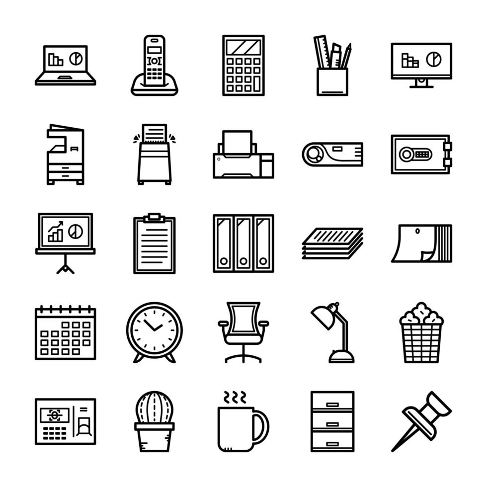 Office equipment icon set vector