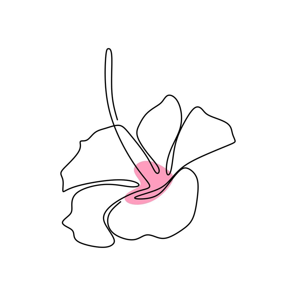 hermosa flor estilo de dibujo continuo de una línea. Diseño minimalista de flores de jazmín balinés. belleza fresca flor de jazmín de hoja perenne para logotipo de jardín, vista superior. ilustración de diseño vectorial vector