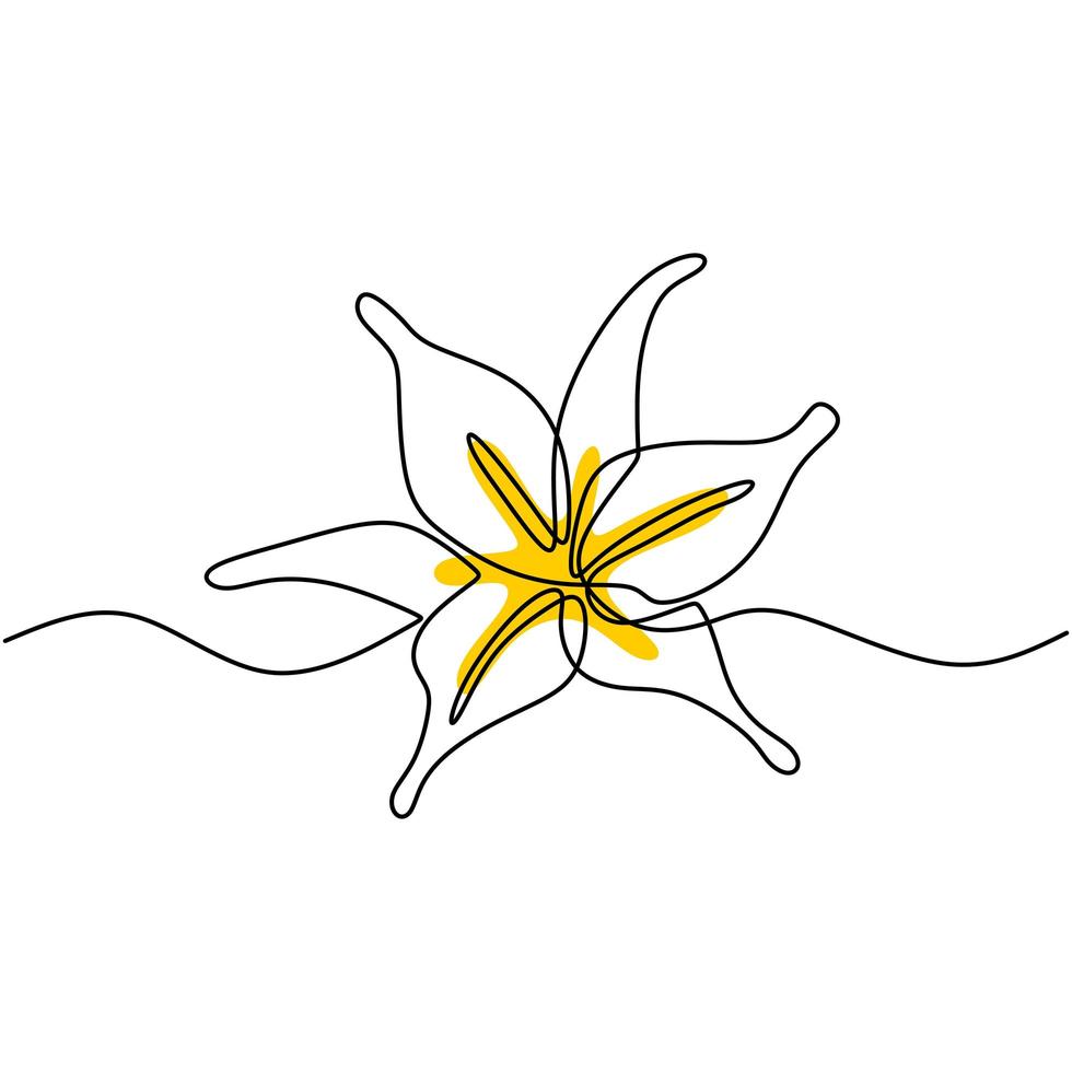 Continuous line artwork beautiful flower minimalist design. Flower decorative for poster. Editable line. Contour outline hand drawn vector illustration of botanical plant artwork