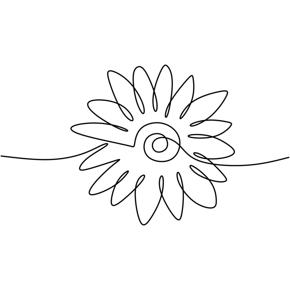 Beautiful flower in minimal line style. Continuous single line drawing of flower hand-drawn picture silhouette. Branch with flowers isolated on white background. Vector illustration