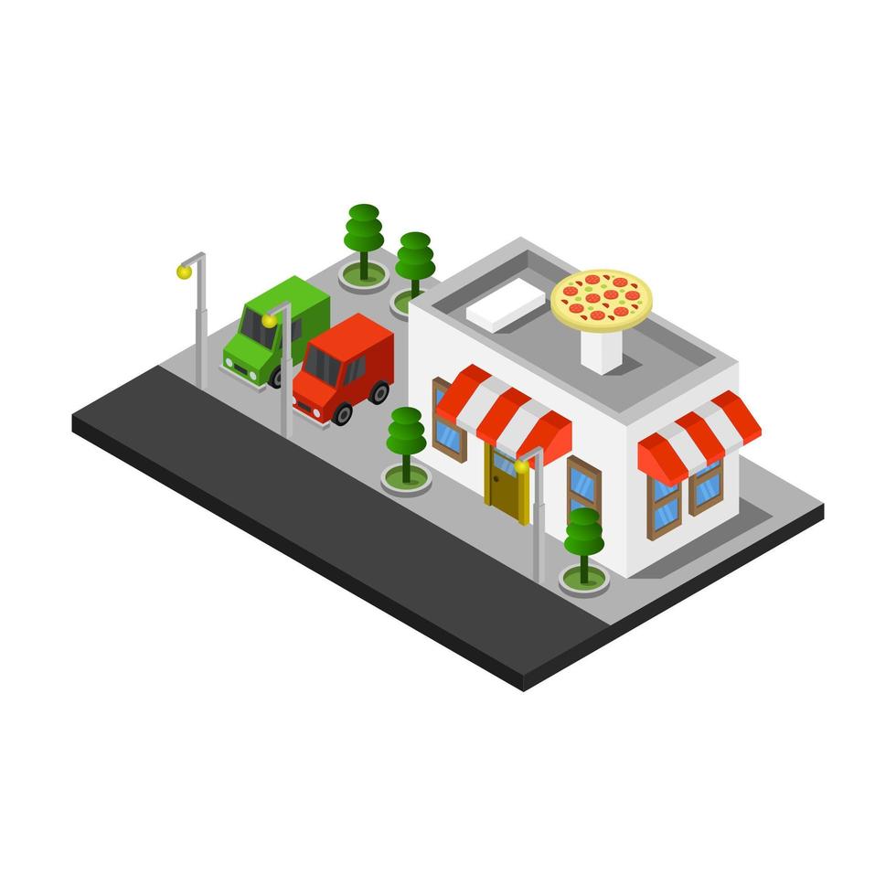 Isometric Pizza Shop vector