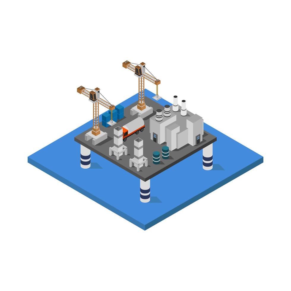 Isometric Oil Tower Tanker On White Background vector