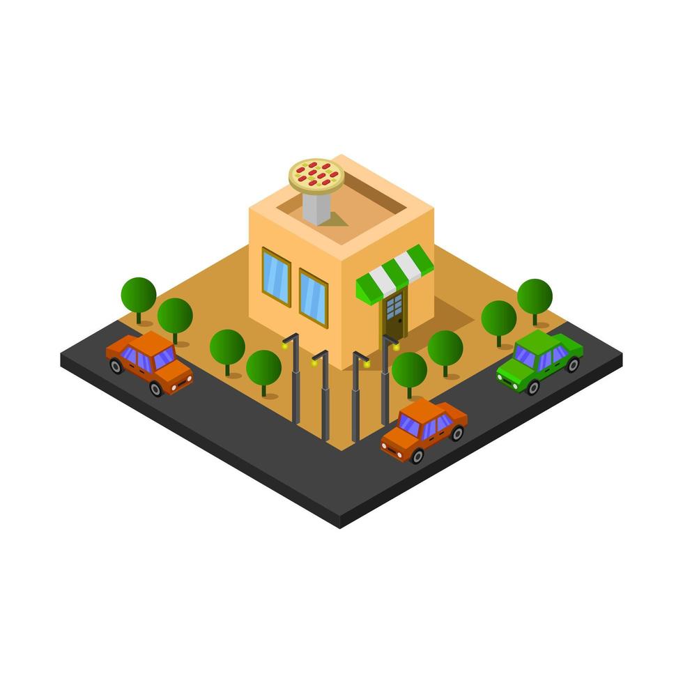 Isometric Pizza Shop vector