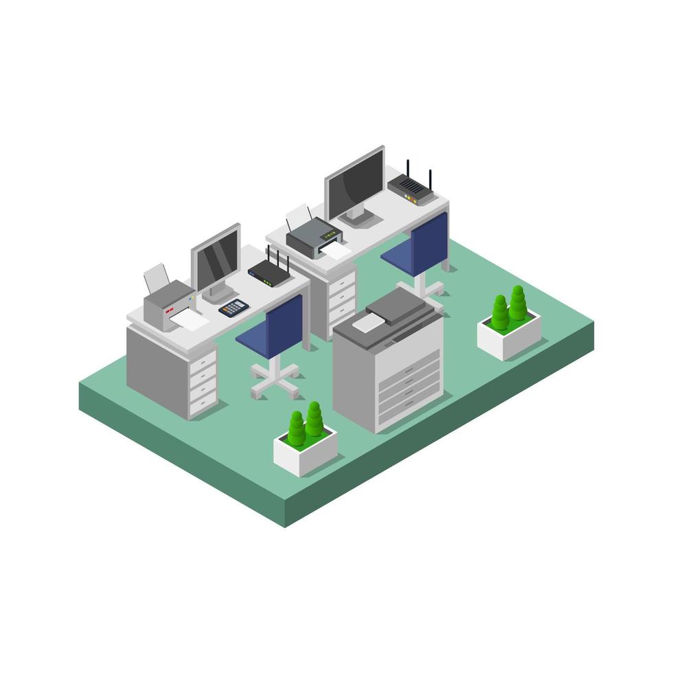 Isometric Office Room vector