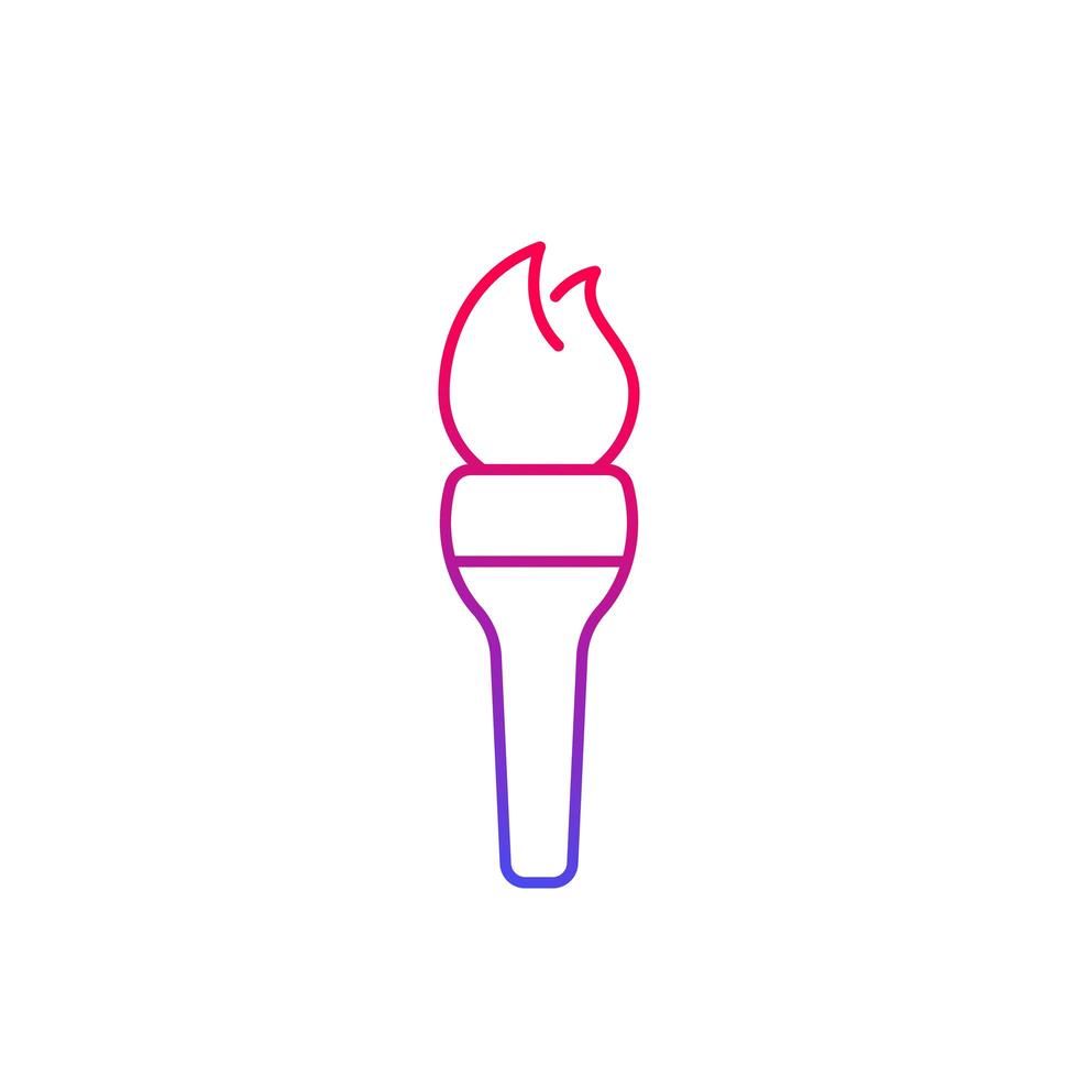torch with flame, line vector icon