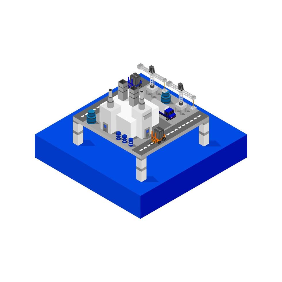 Isometric Oil Tower Tanker On White Background vector