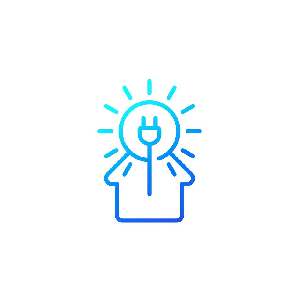 Solar energy for home, vector linear logo