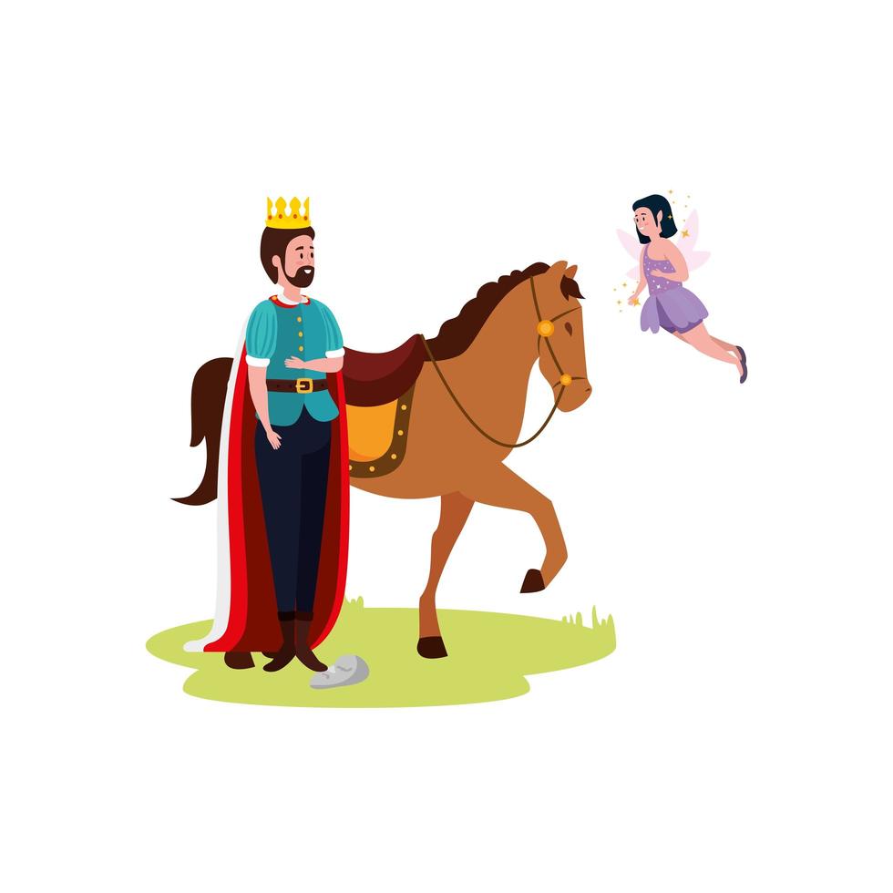 king with horse and fairy flying vector