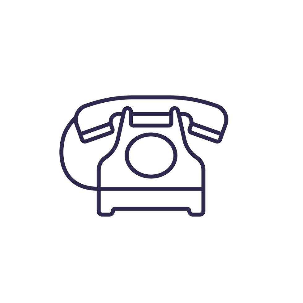 old phone, retro telephone line icon vector